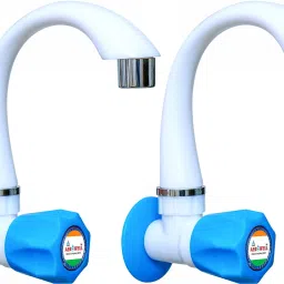pvc tap Kitchen Mixer Fine Blue Faucet POLO Sink Cock for bathroom wash basins Pack Of 2 Bib Tap Faucet-image-28