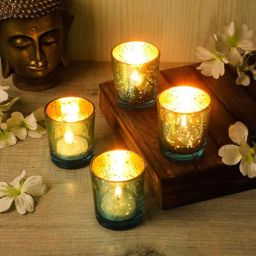 amaya decors Set of 4 Green Glass Votive-picture-26