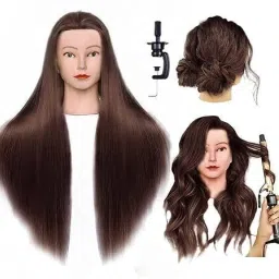 Saloon Brown Dummy Use For Styling Practice Hair Extension-13