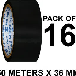 Black Color Tape - 50 Meters in Length - 36mm / 1.5" Width - 16 Rolls Per Pack Handheld Black Color Tape (Manual)-14