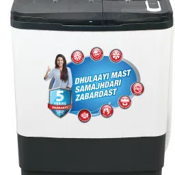 7.5 kg With Lint Filter, Buzzer, Castor Wheel with pad, Collar Scrubber ,Transparent Lid Semi Automatic Top Load Grey, White-12