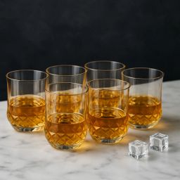 (Pack of 6) Diamond Pattern Water Juice Plastic Glasses Set Of 6 Glass Set Water/Juice Glass Glass Set Water/Juice Glass-image-22
