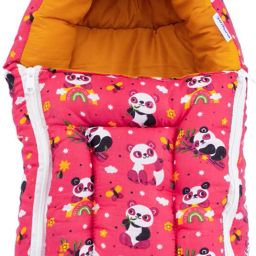 0-6 Months New Born 3 in 1 Baby Cotton Baby Carrier, Baby Bed, Panda (Magenta) Sleeping Bag-image-29