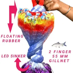 2 finger 55mm gillnet led sinker hight 6feet,up lenth 48feet,down lenth 80feet Fishing Net-7