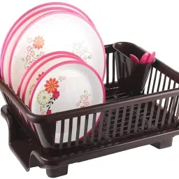 Dish Drainer Kitchen Rack 3 in 1 Large Sink Set Dish Rack Drainer with Tray for Kitchen Storage Basket Plastic-image-99