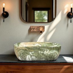 Premium Designer Ceramic Washbasin With Waste Coupling & Pipe Set (18x13x5)(M-75) Table Top Basin-image-91