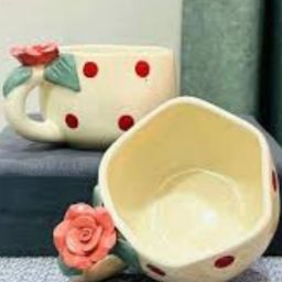 Pack of 1 Ceramic Rose Bloom Ceramic Mug | 3D Rose Charm Mug Set of 2-image-44