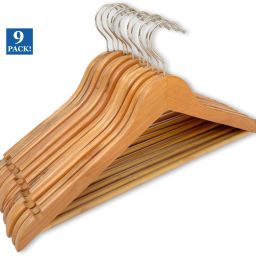 Premium Hanger with Notches for Dress, Clothes, Coats, jackets Wooden Coat Pack of 9 Hangers For Coat-image-53