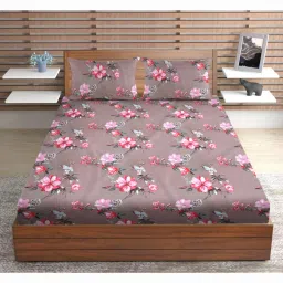 160 TC Microfiber Double Self Design Flat Bedsheet-image-20