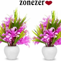 Artificial plants and office decoration (pack of 2 ) Bonsai Wild Artificial Multicolor Wild Flower Artificial Flower with Pot-6