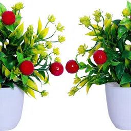 Artificial Plant For Home/Office Table Decoration or Gift ( Pack of 2, 7inch) Bonsai Wild Artificial Plant with Pot-16