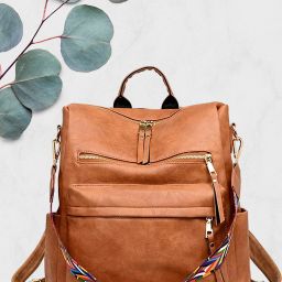 Medium 27 L Laptop Backpack Women Leather Convertible Shoulder Bag Ladies Anti-theft Satchel Sling Travel-image-96