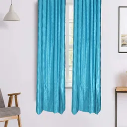 MFD HOME FURNISHING Turquoise Blue Set of 2 Window Curtains-image-68