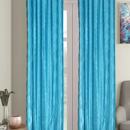 MFD HOME FURNISHING Turquoise Blue Set of 2 Door Curtains-image-69