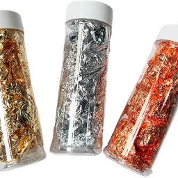 Gold Leaf Metallic Foil Schabin Gilding Metal Leaf Flakes Three Bottles Kit A74-image-73