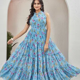 chansi Printed Georgette Stitched Flared/A-line Gown-picture-24