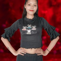 Party Layered Self Design Women Black Top-image-122