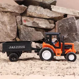 - Tractor With Trolley - Pull Back Spring Action Toy - No Battery-image-18