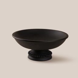 Wood Fruit Bowl| Decorative Pedestal Large Black Beads Bowl for Table Décor 12" Bowl Serving Set-23