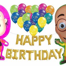 Printed motu patlu birthday combo-1 happy birthday foil balloon,1 motu and patlu foil balloon ,25 happy birthday print multicolor balloon(pack of 40) Balloon-image-27