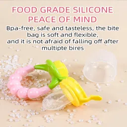 chinmay kids New Born Baby Pacifier With Rattle Handle Silicone Safe Fresh Fruit Feeder Soother image 5