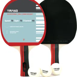 Table Tennis Racket Set Starter Bundle (2 Table Tennis with 3 Balls set) Black, Red Table Tennis Racquet-35