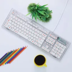Arctic Fox FAFKEYTRAWW00101E Wired USB Standard Desktop Keyboard Compatible with Desktop, Laptop, Mac stand support,multimedia_keys,Crystal Wired Keyboard image 2