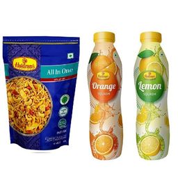 Haldiram's Nagpur All-in-One (Pack of 2-400g Each) with Orange Squash (750 ml) and Lemon Squash (750 ml) image 1