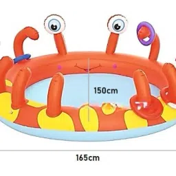 hornflow Inflatable Interactive Crab Ring Toss Play Kiddie Pool 5.4 ft. Multicolor Inflatable Swimming Pool image 3
