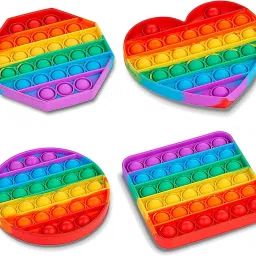 Fidget Toys, pop it Fidget Toy Set | its Fidget Toys, Fidget Toys pop it Rainbow, pop it Toy, | pop it Fidget Toy, Rainbow pop it, Push pop Bubble Fidget Toy (4- Shape Hexa, Heart , round and Rectangle)-5