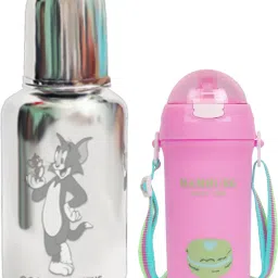 Stainless Steel Feeding Bottle /Push Button Sipper/Water Bottle (Pack of 2)- 304 Grade Stainless Steel, Food Grade-12