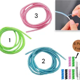 CoverLelo (Pack of 3) 1.5 Meter/ 150 cm Shinning Spiral Cable Protector-image-19