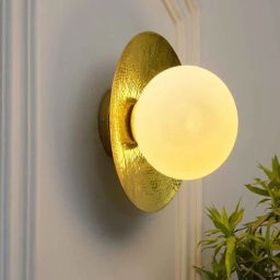 kapoor lampshades Cosmic Shine Brass & Frosted White Wall Light-picture-39
