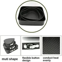 eazybits Cake Baking Non Stick tins/pan/Trays Moulds with Removable Base Can be Used Microwave Oven (Set of 3 PCS) Kitchen Tool Set image 3