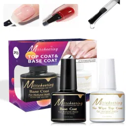 No Wipe Gel Top Coat and Base Coat Shine Finish and Long Lasting UV Gel Nail Art (Clear)-16