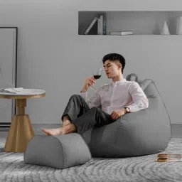 giglick 4XL Bean Bag With Relaxing Curve Footrest Filled With Beans Bean Bag ChairWith Bean Filling image 2