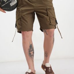 highlander Solid Men Brown Cargo Shorts-picture-37