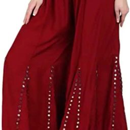 Women Flared Maroon Cotton Blend Trousers-image-71