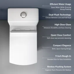 plantex Commode for Toilet/Ceramic One Piece Toilet/Rimless Washdown Flush Commode with Soft Closing Toilet Seat - S Trap Outlet (APS-2003) Western Commode image 3