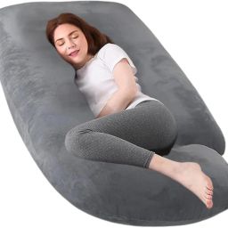 J Shape Microfiber Solid Pregnancy Pillow Microfibre Solid Pregnancy Pillow Pack of 1-image-51