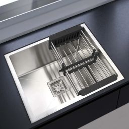 24"×18"×10" 304 HANDMADE sound proof KITCHEN SINK HEAVY-DUTY PREMIUM QUALITY CHROME MATT FINISH (24"×18"×10") SILVER vessel sink DL_0.2A1 Vessel Sink-image-72