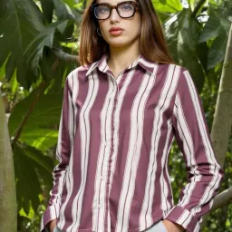 Women NA Fit Striped Slim Collar Casual Shirt-image-50