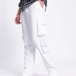 Men Self Design White Track Pants-71