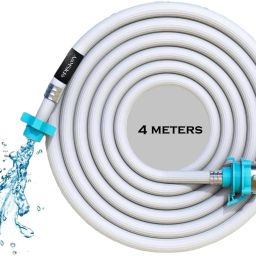 E_INLET_4M Flexible PVC Washing Machine Inlet Hose Water Pipe with Tap Adaptor Connector Hose Pipe-image-0