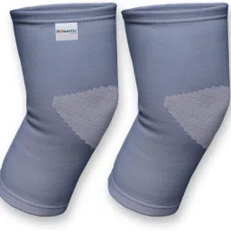 3D Knee Cap|Cotton Joint Pain Knee Sleeves|Size-L|1 Pair|Gray & White Knee Support-20