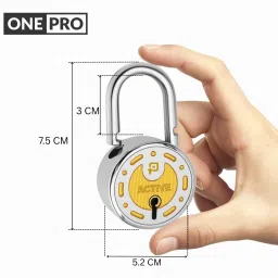 onepro Active Silver Round Small Size Padlock 52mm 12 Key 7Lever Double Locking Shackle Padlock image 2