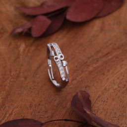 Silver Plated American Diamond Adjustable Finger Ring for Women and Girls Silver Diamond Silver Plated Ring-image-45
