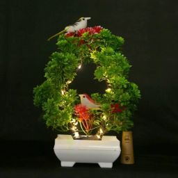 ARTIFICIAL FLOWER POT WITH SPARROW AND LED Bonsai Wild Artificial Plant with Pot-image-54