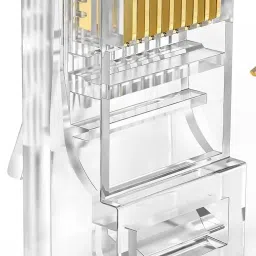 Sadow RJ 45 8 PIN CAT5, CAT5E, CAT 6 NETWORKING PLUG CRYSTAL CLEAR GOLD PLATED Lan Adapter-32