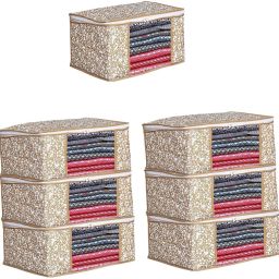 ANNORA INTERNATIONAL Pack Of 6 High Quality Non Woven Saree garment Cover Cotton Laundry Bag-image-41